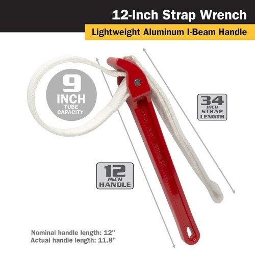 Titan 21315 Strap Wrench, 12″, Heavy-Duty Adjustable Tool