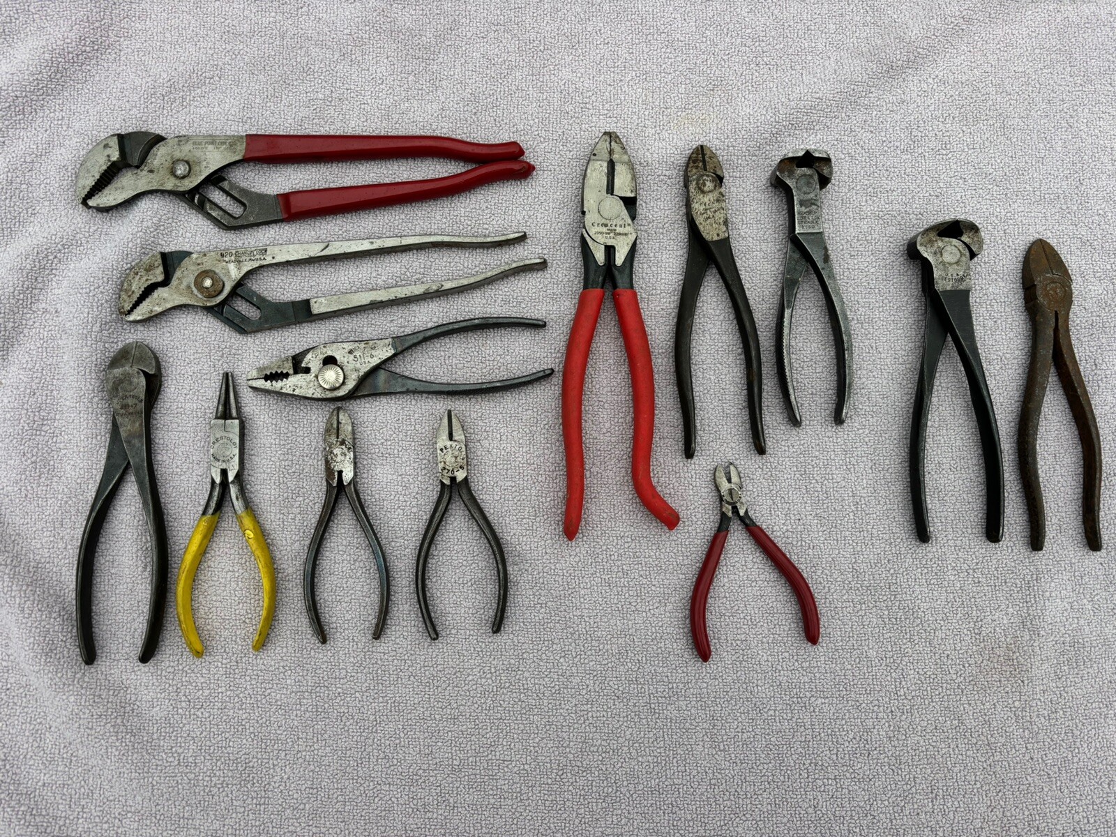 Snap On Pliers Pexto Crescent Utica Klein Blue Point Channellock Tool Lot Of 13