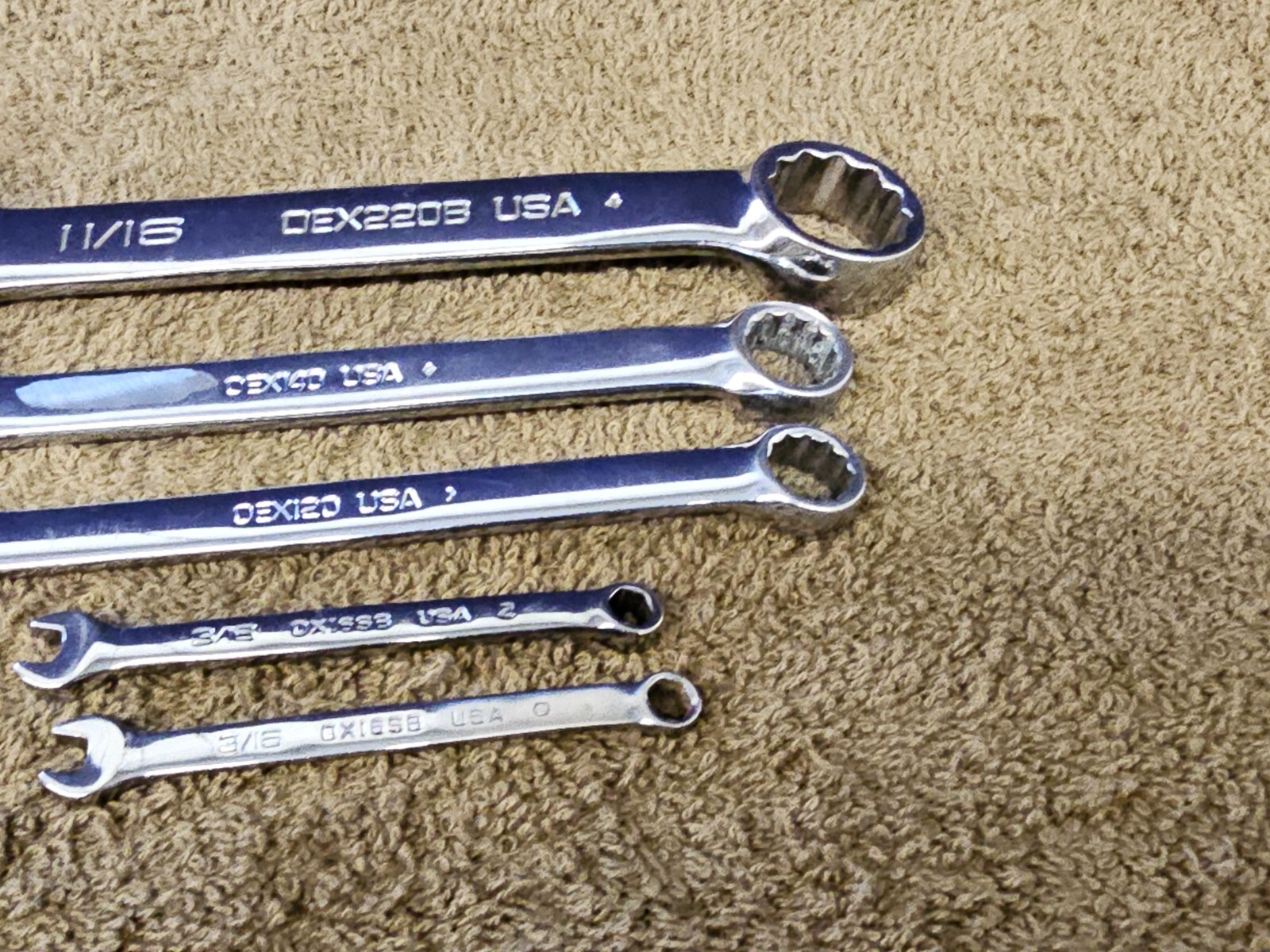 5 Snap-On Stubby Combination Wrench Set OEX OEX220B 11/16″ 7/16″ 3/8″ 3/16″