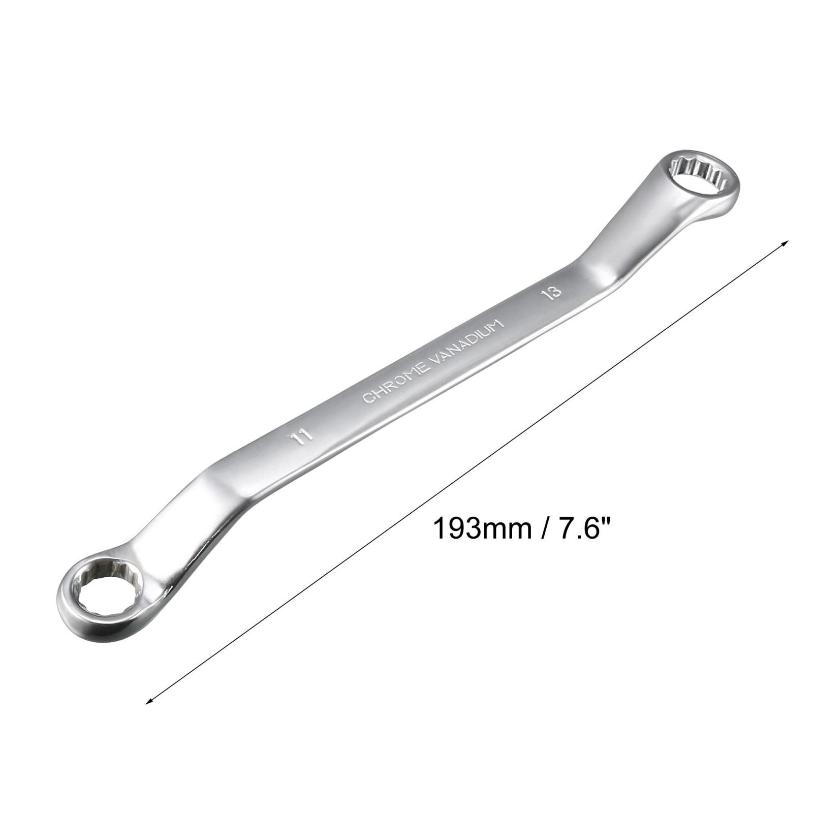 Metric 12 Point Offset Double Box End Wrench Chrome Plated Cr-V 11mmx13mm