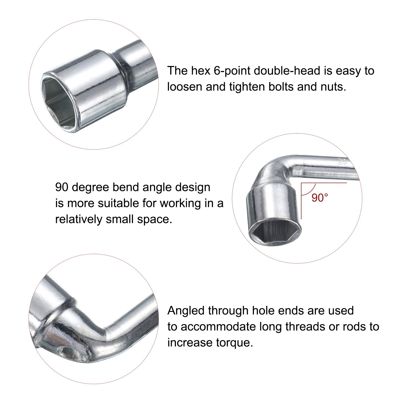 L Shape Angled Hex Socket Wrench 24mm Double Ended Socket Spanner