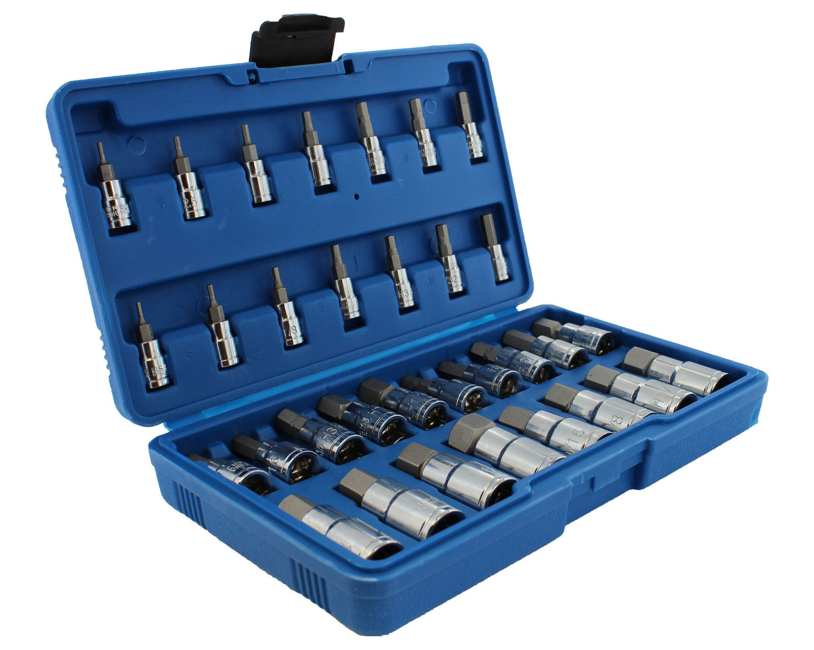 Master Hex Bit Set | 32pc SAE & Metric Socket Set Standard Allen 1/4″ 3/8″ 1/2″
