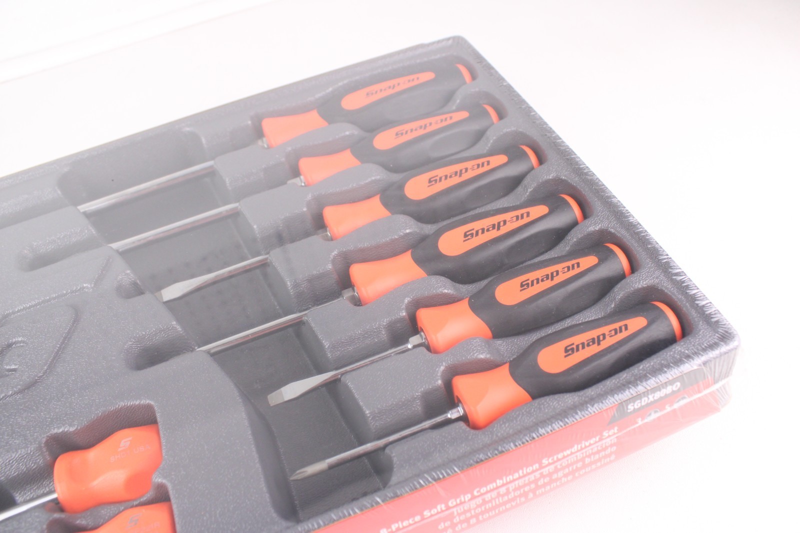 Snap on Tools ORANGE 8pc Soft Grip Screwdrivers Set SGDX80BO NEW SEALED Fre Ship