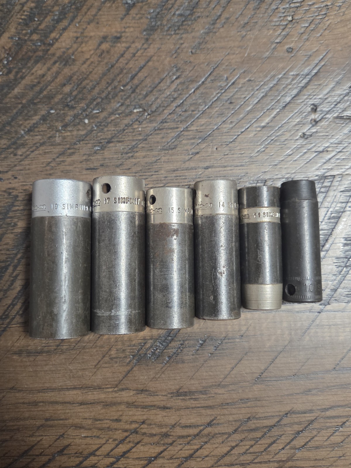 6Pc Snap-On USA 3/8″ Metric Deep 6 Point Impact Socket Set 10,11,14,15,17,19mm