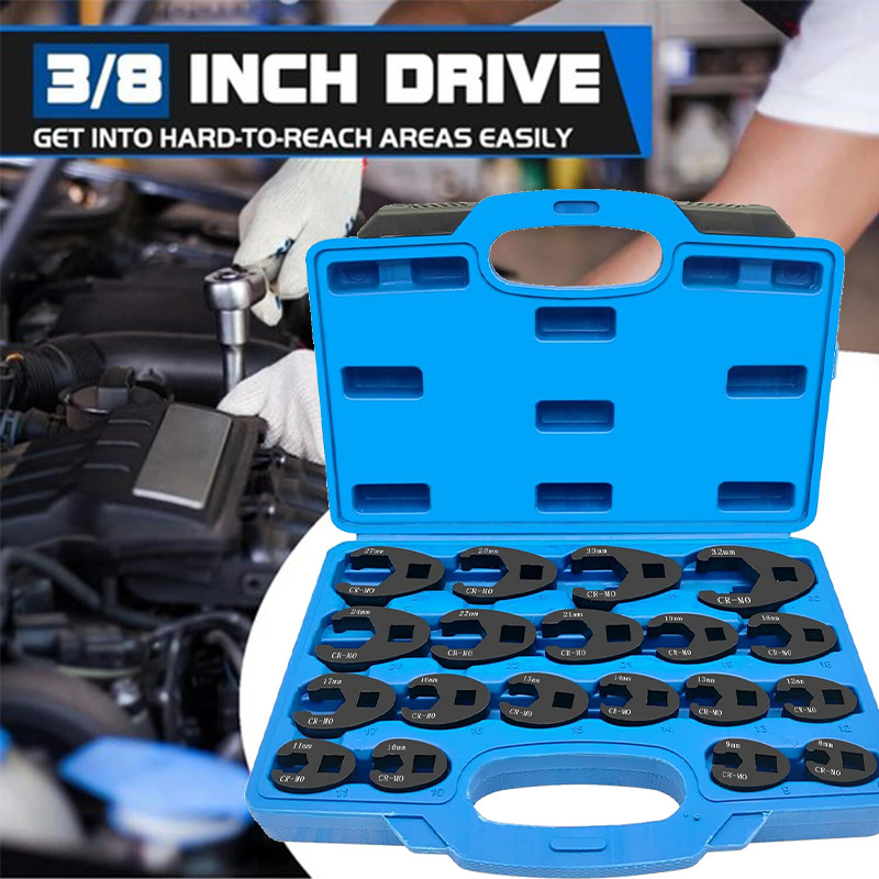 19PCS Crows foot Wrench Set 1/2″ and 3/8” Drive Flare Nut Crowfoot Wrench Set US