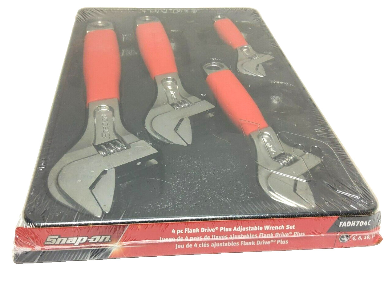 NEW Snap-on™ 6″ 8″ 10″ 12″ Red Flank Drive Plus Adjustable Wrench Set FADH704C