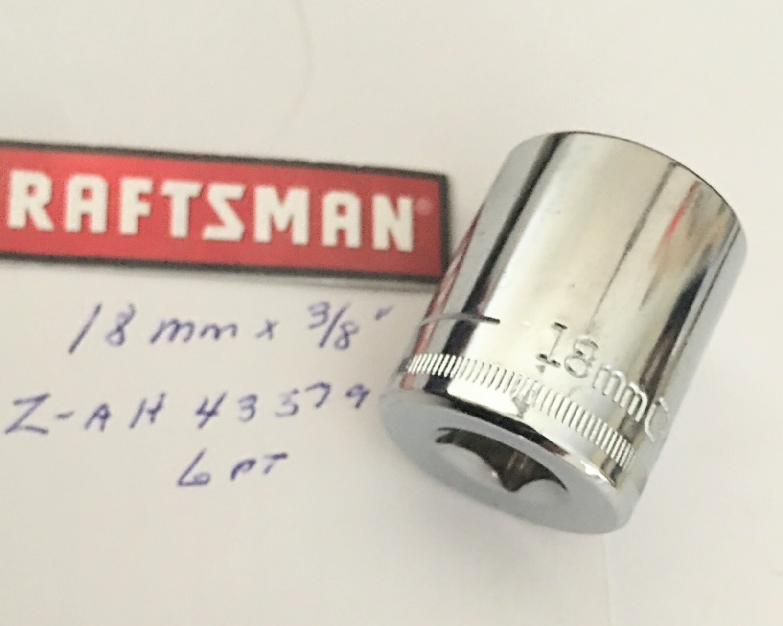 Craftsman 18 mm x 3/8″ Dr Socket 6 Pt Z-AH 43579 Chrome Finish Free Shipping