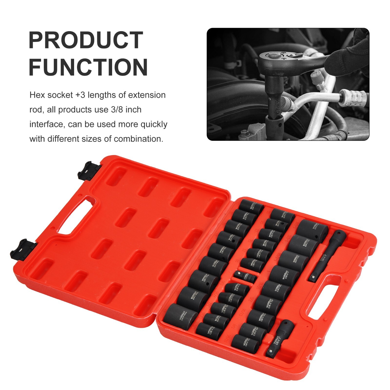 1/2″ Drive Master Impact Socket Set Standard SAE and Metric Sizes