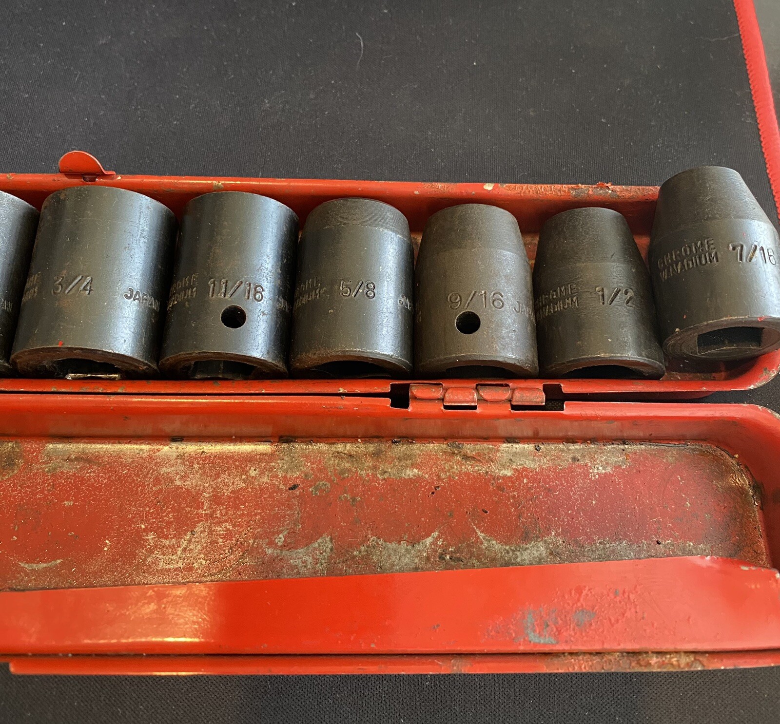 10 Piece – 6 Point 1/2″ Drive Shallow Impact Socket Set CR-V Japan 7/16 to 3/4″