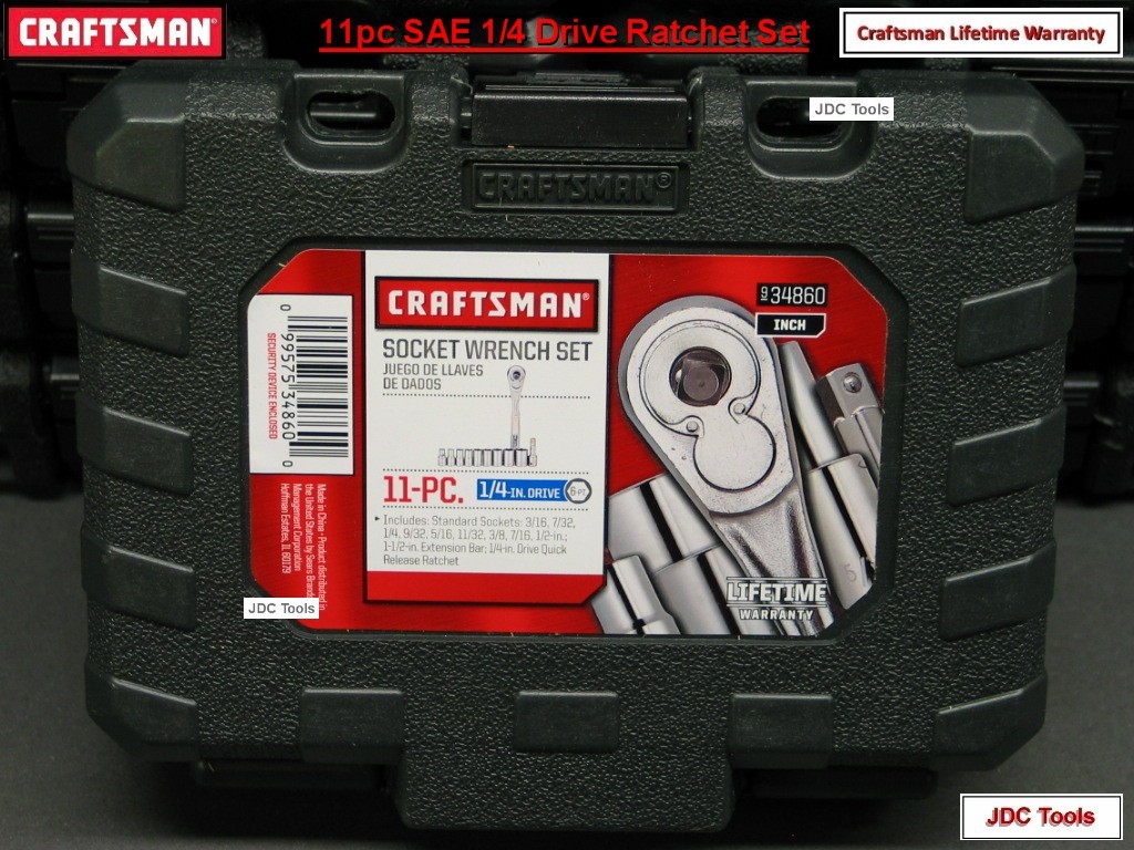 CRAFTSMAN TOOLS 11 pc 1/4 Drive SAE Ratchet Socket Set w Case