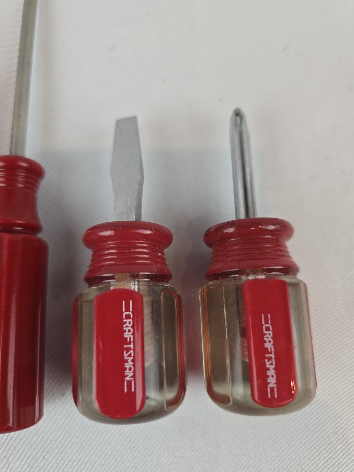5 pc lot Vintage Craftsman Phillips & Flat Head Screwdrivers Set USA Red Clear