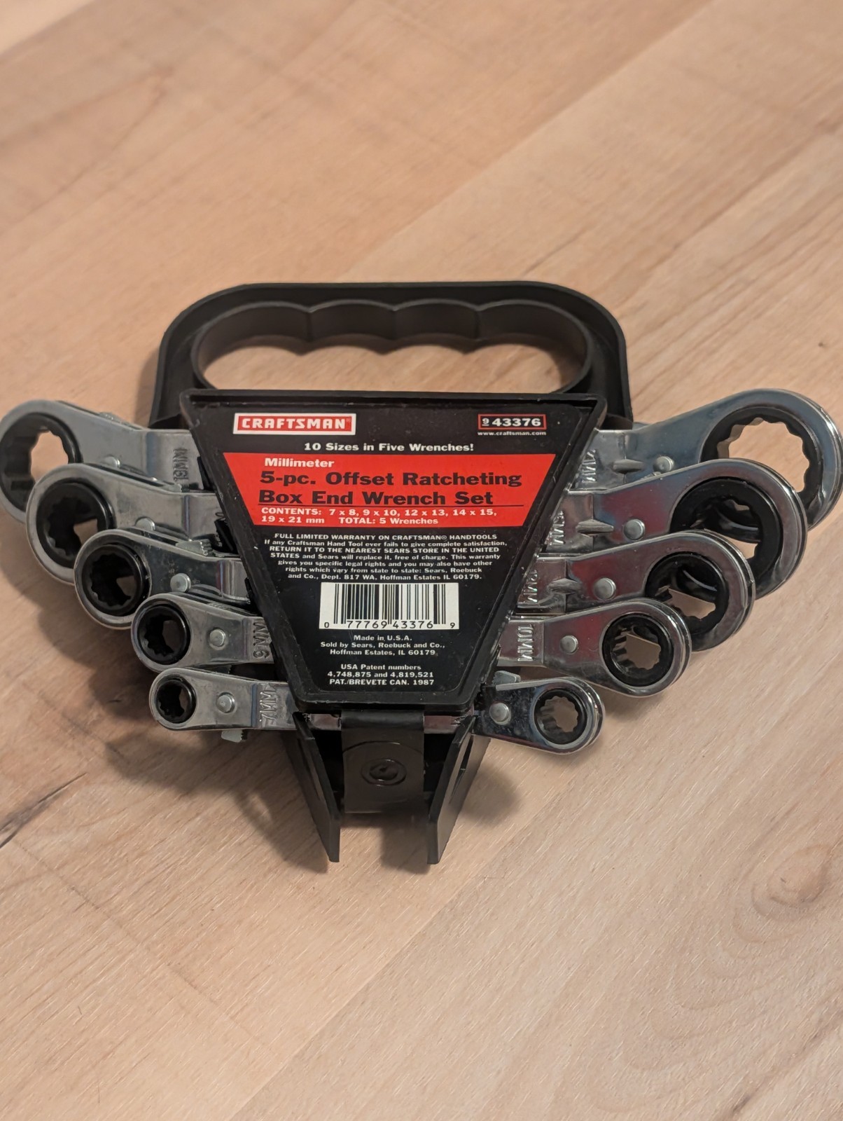 Craftsman USA 5 Piece Metric Offset Ratcheting Box End Wrench Set