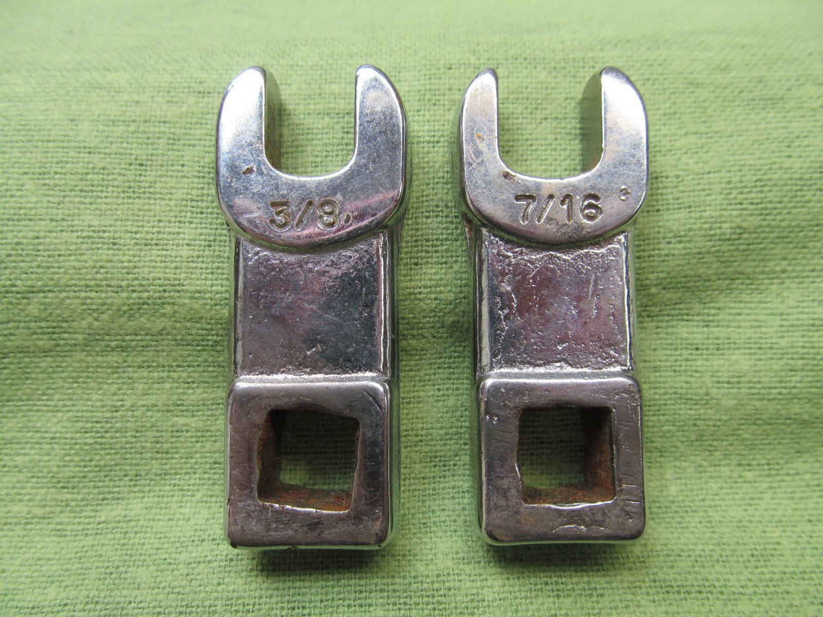 Pair of Vtg. Armstrong USA Crowfoot Wrenches – 3/8″ & 7/16″ – Both 3/8″ Drive