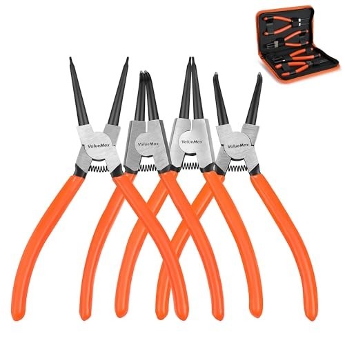 Heavy Duty Snap Ring Pliers Set – 4 PCS Circlip Tools, 7″ Precision Spring Loade