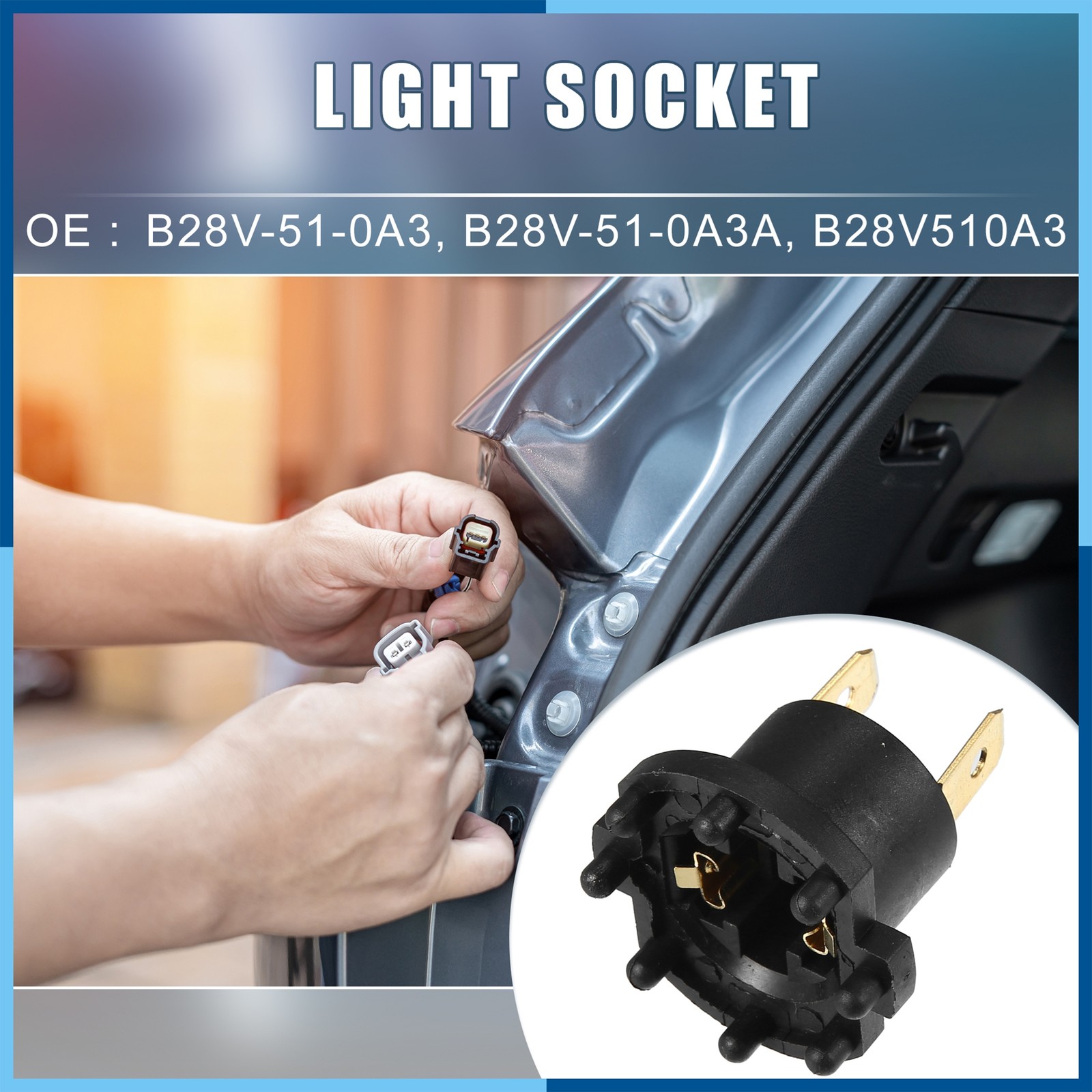 Car Headlight Bulb Socket Adapter B28V-51-0A3 Fit for Mazda 3 2004-2009 (2Set)