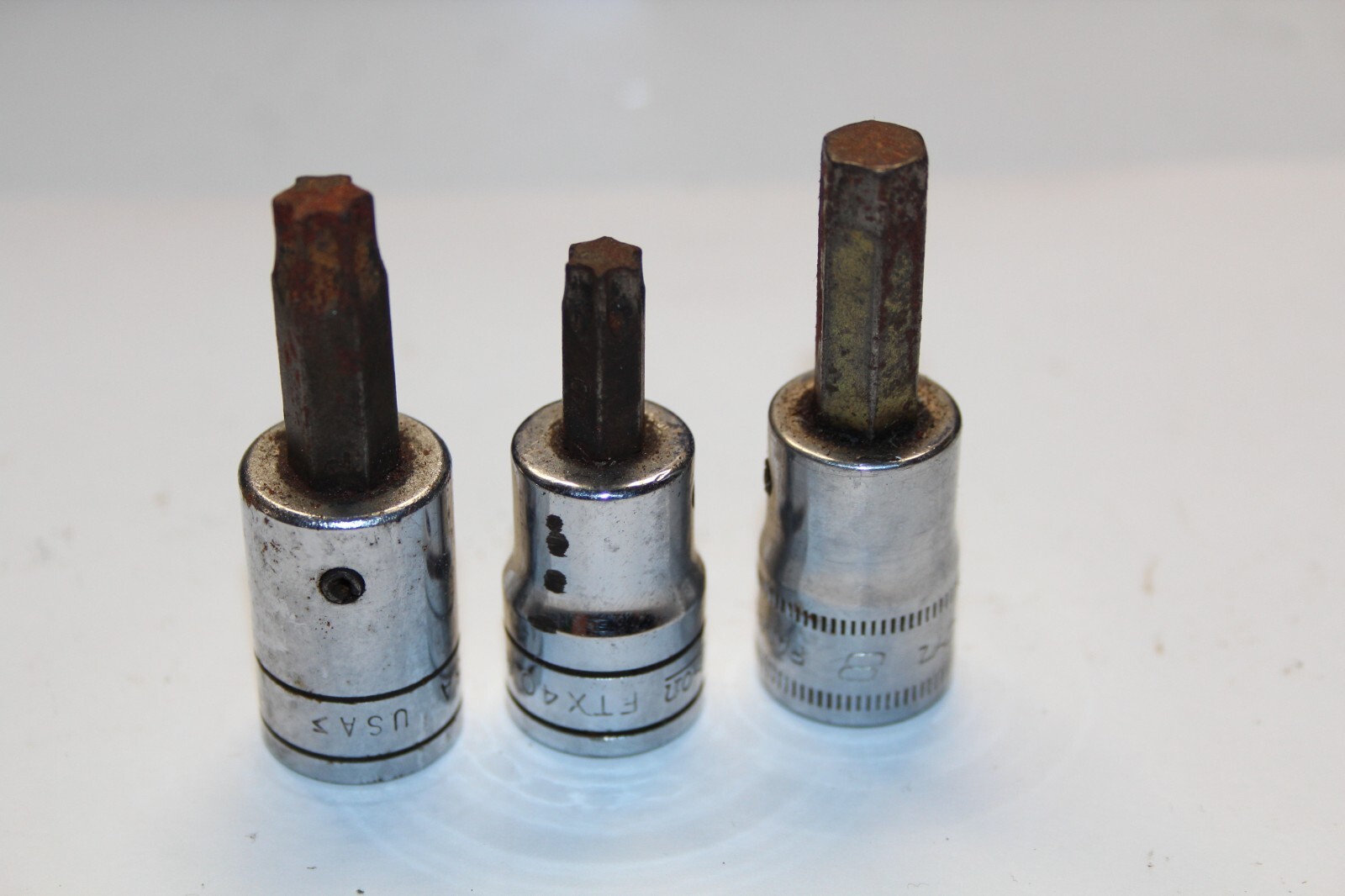 Snap-on Tools 3/8″ DRIVE HEX TORX Socket LOT USA 3 pcs FTX45A FTX40A FAM8A
