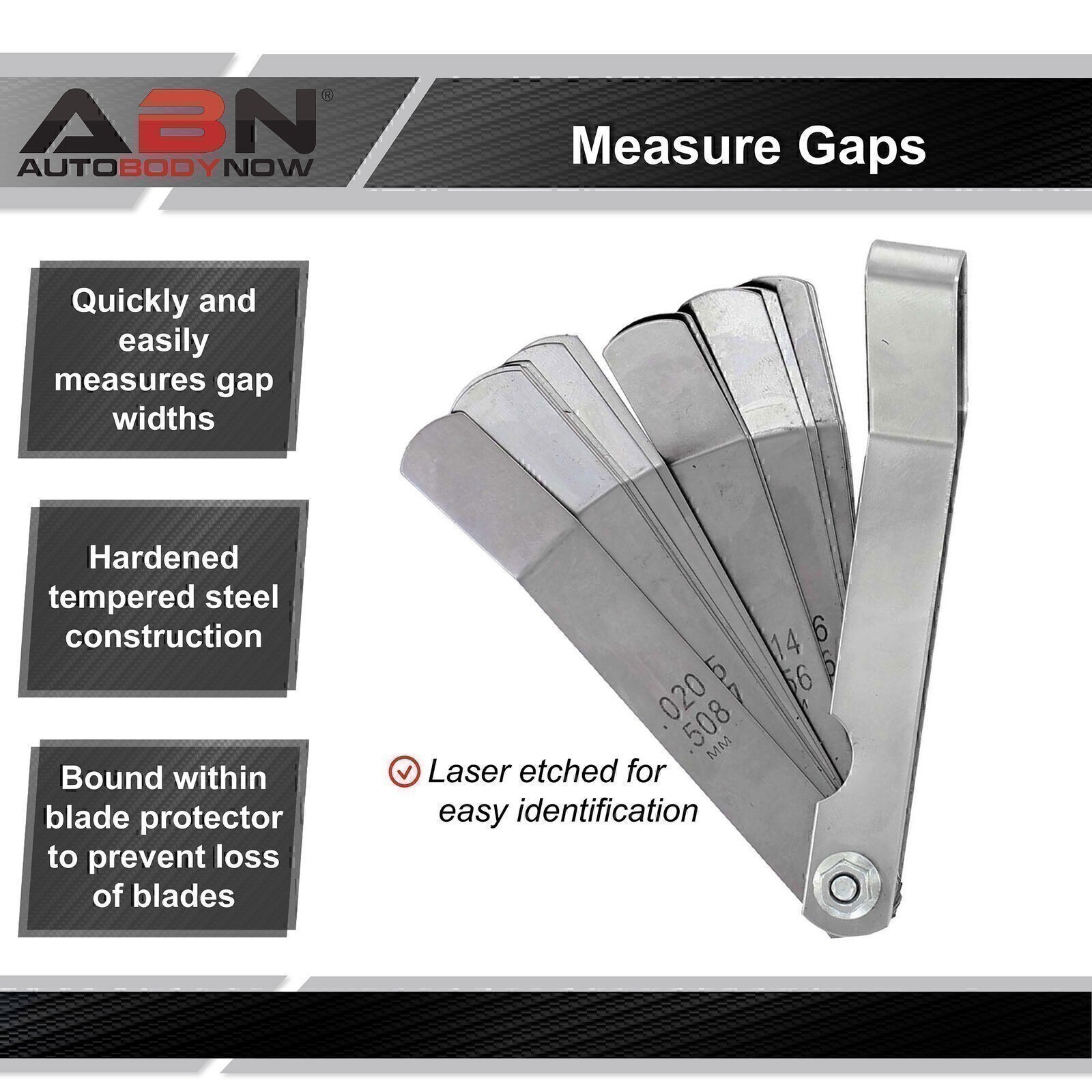 Universal Feeler Gauge 16 Blades Dual Marked Gap Measurement Stainless Steel Set