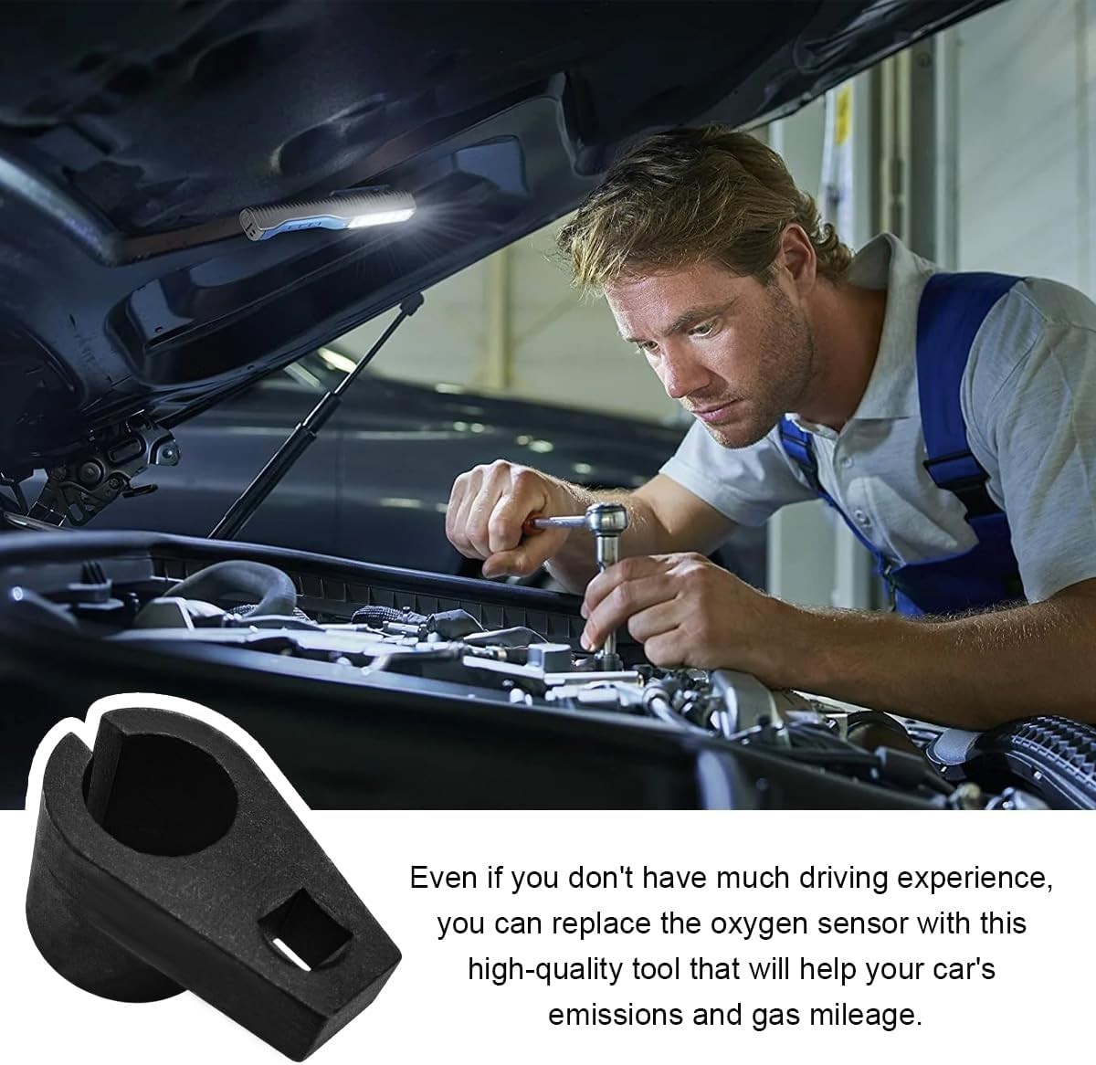 3/8-Inch Drive Offset Oxygen Sensor Wrench, 7/8-Inch 22mm Alloy Steel Tool
