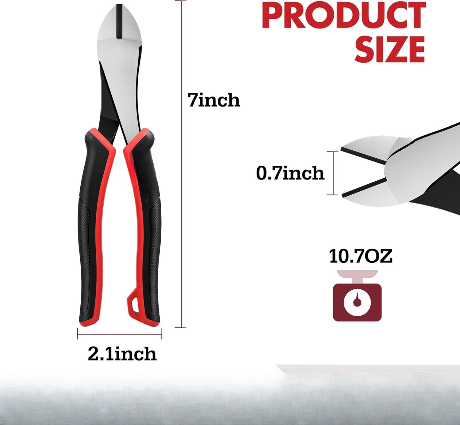 High Leverage Diagonal Pliers, 8-Inch Wire Cutter with Comfort TPR Handles