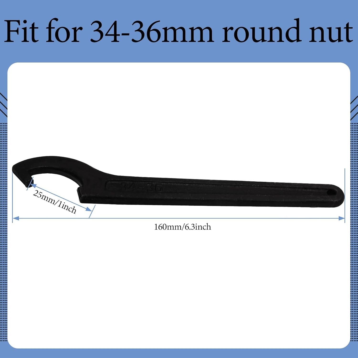 Heavy-Duty C Hook Wrench 34-36mm Carbon Steel Shock Nut Collet Adjustment Tool
