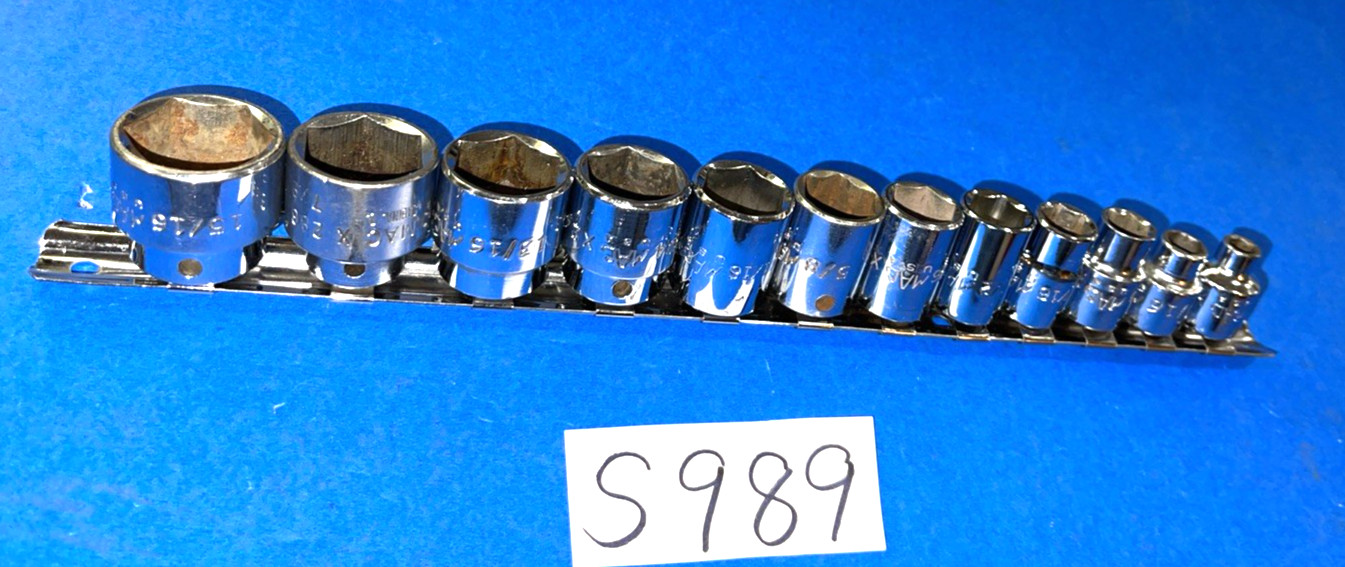 MAC TOOLS 12 PIECE 3/8 DRIVE SAE SHORT CHROME SOCKET SET 6 POINT 1/4 TO 15/16