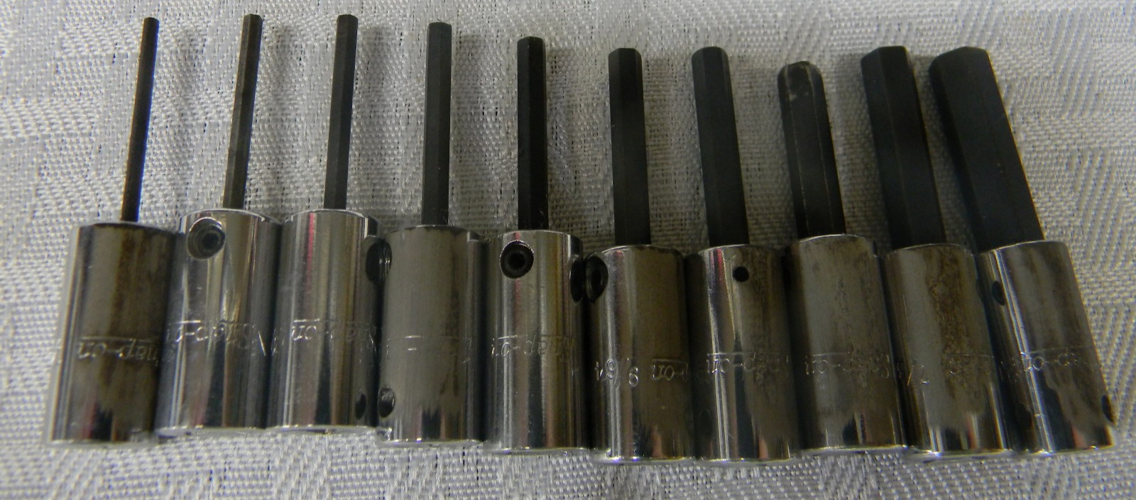 SNAP-ON 1/4″ DRIVE 10PC SAE HEX DRIVER BIT SOCKET SET 1/16″-1/4″ #110ETMAY