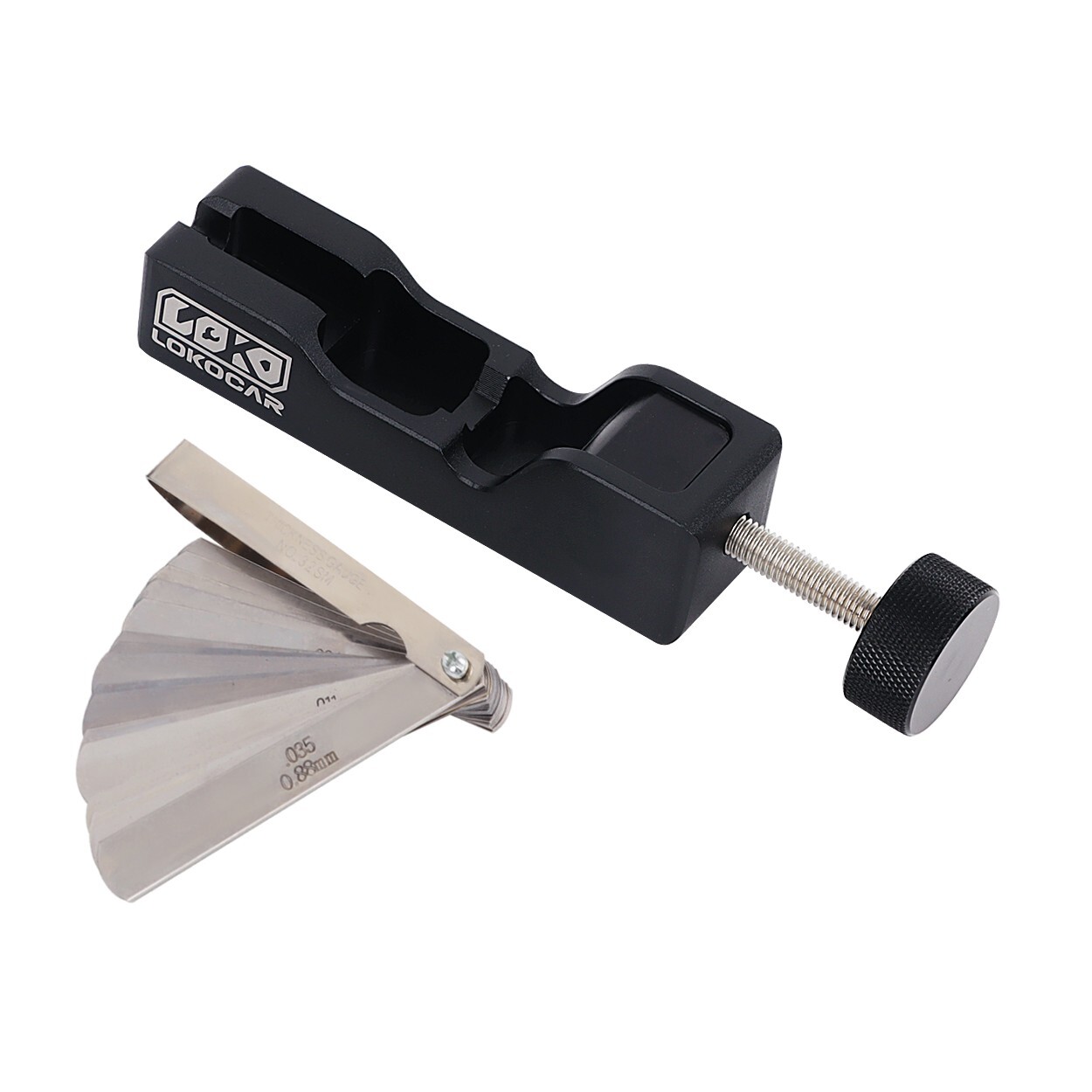 LokoCar Universal Spark Plug Gap Tool With 32 Blades Steel Feeler Gauge Black