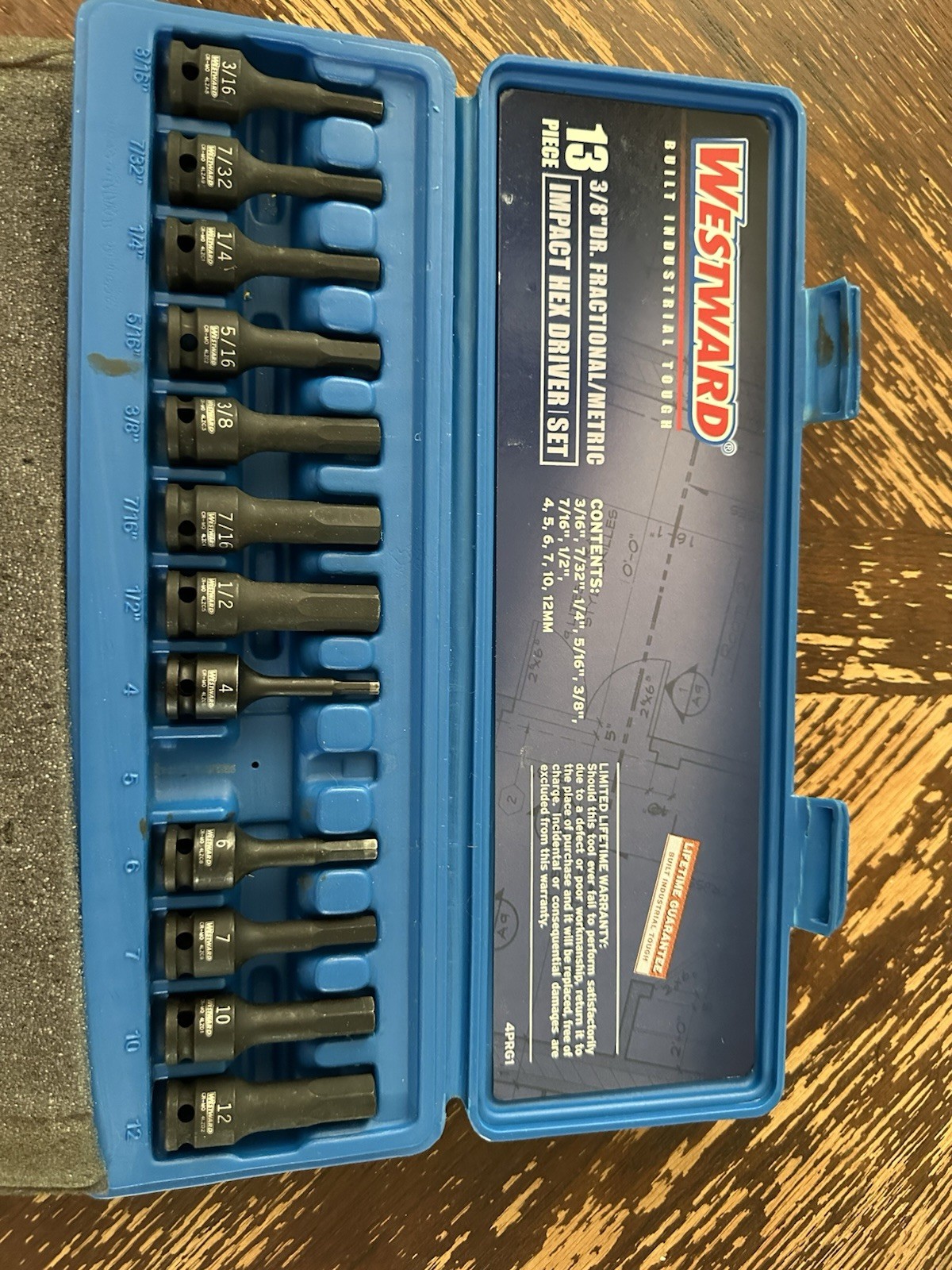Westward 3/8 Drive Fractional/Metric Impact Hex Driver Set 13 Piece