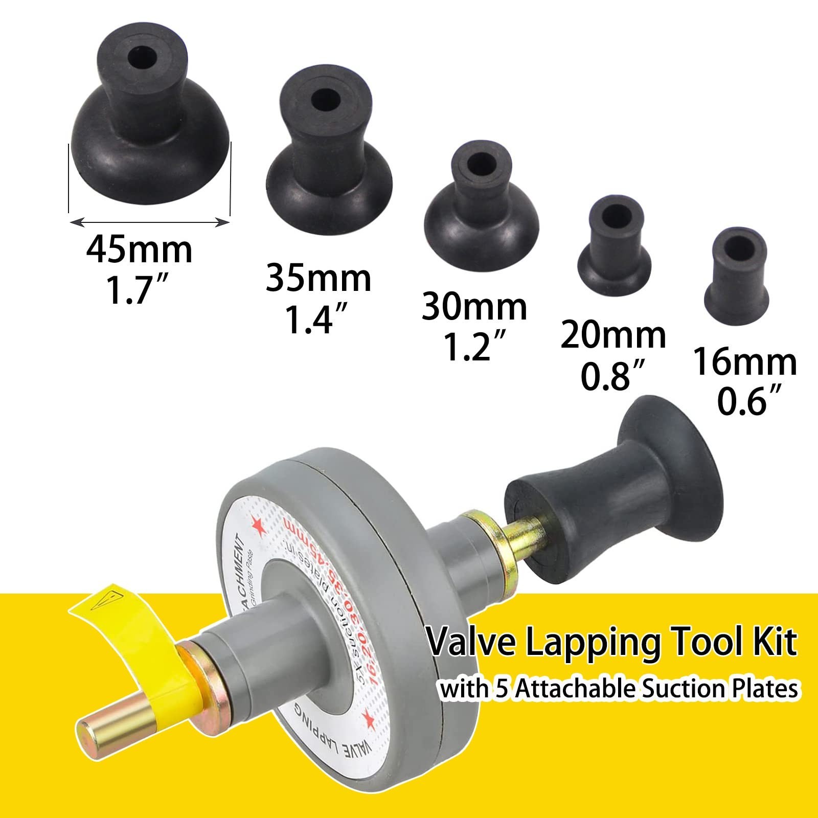 Engine Valve Lapping Tool Kit – Drill Attachment for Valve Grinding with 5 Sucti