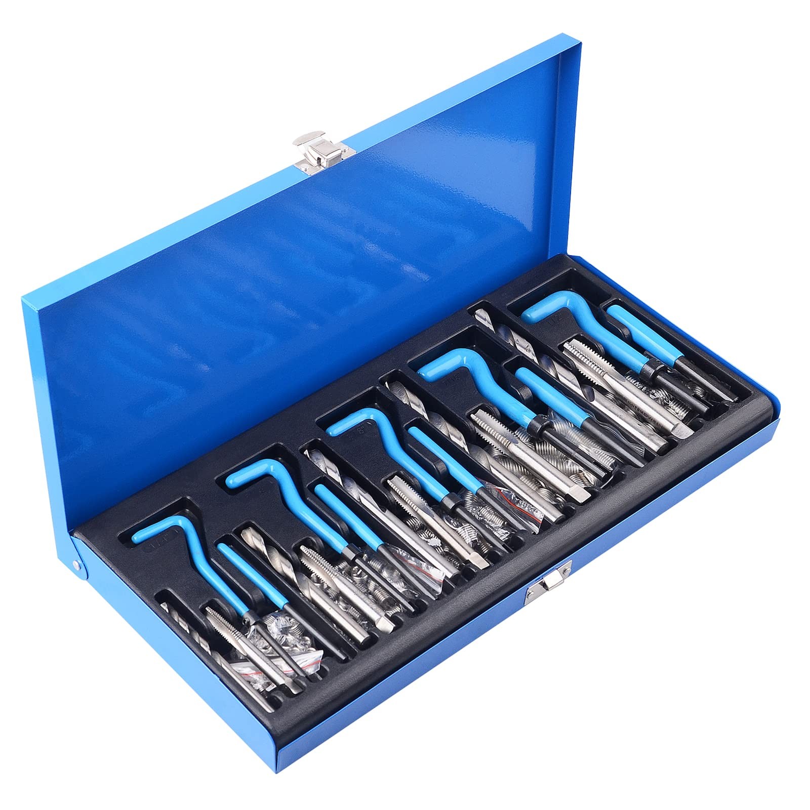 131PC SAE Thread Repair Kit, HSS Drill Helicoil Kit Standard, 1/4″ 5/16″ 3/8″ 7/