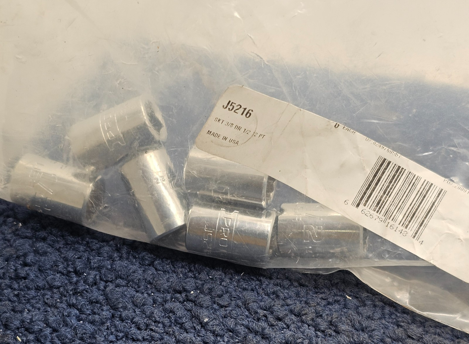 (QTY 6) Proto J5216: 3/8 in. Drive 12-Point 1/2 in. Socket – 1-1/9 in OAL