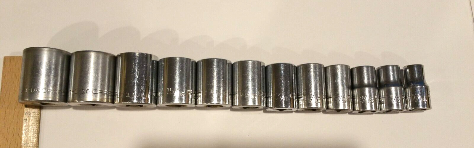 Craftsman 12 Pc Socket Set 1/2″ Dr 12 Pt Shallow 7/16″ to 1-1/8″ VV V USA
