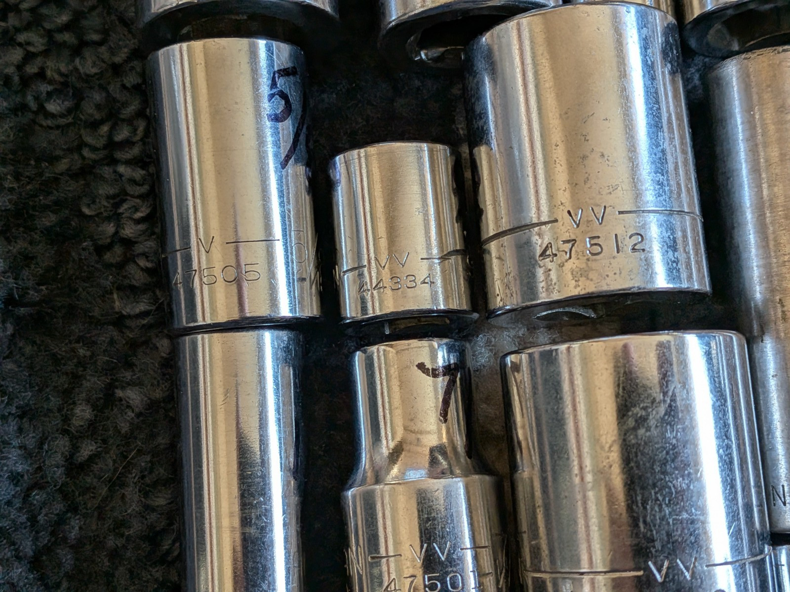 Vintage Craftsman Lot Of 19 SAE 3/8” 1/2″ Drive V-VV- sockets 6Pt 12pt