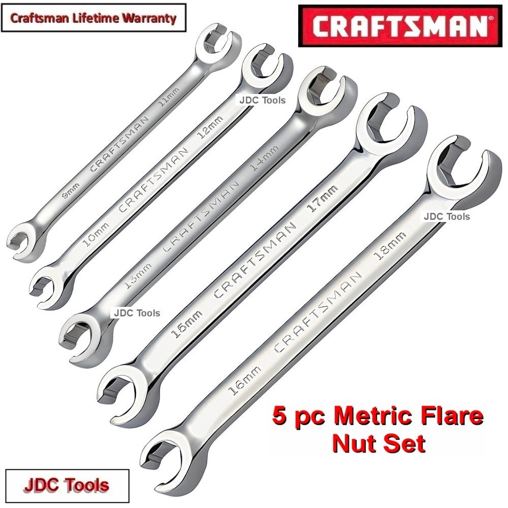 CRAFTSMAN TOOLS 10 pc SAE and MM Flare Nut Wrench Set 9-18 MM 1/4-7/8″ SAE 9 5