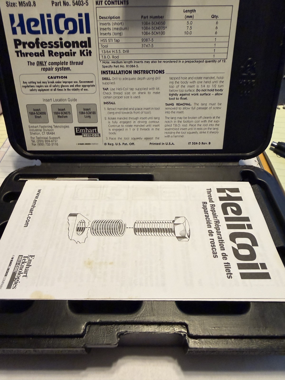 Helicoil Professional Thread Repair Kit M5X0.8 P/N 5403-5