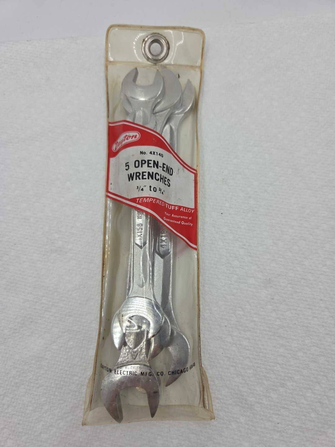 Vintage Dayton 5 Piece Open End Wrench Set – 1/4″ To 3/4″ No. 4X140 Made In USA