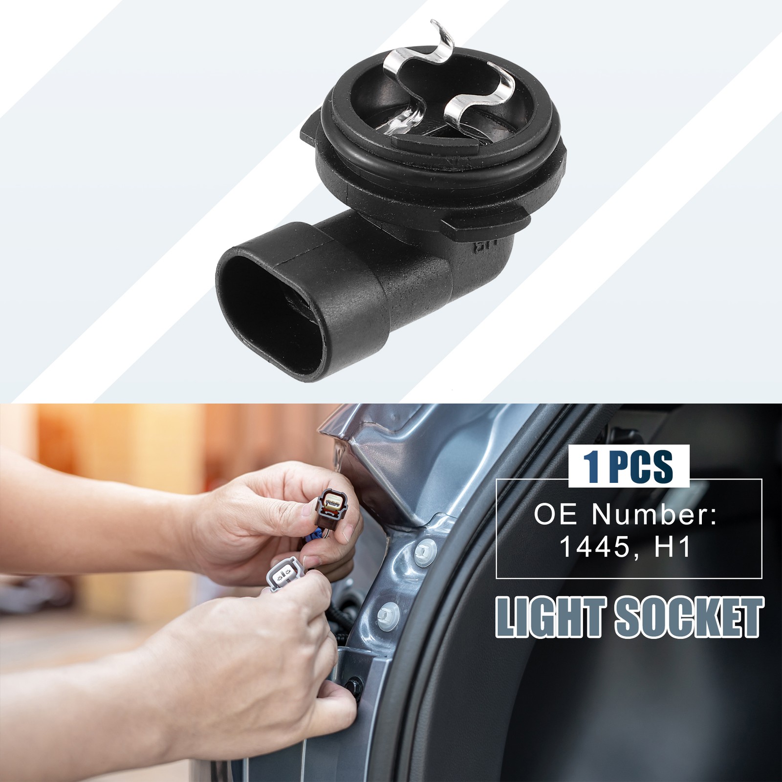 Fog Light Bulb Holder Socket 1445 H1 for Automotive Vehicle Plastic Black