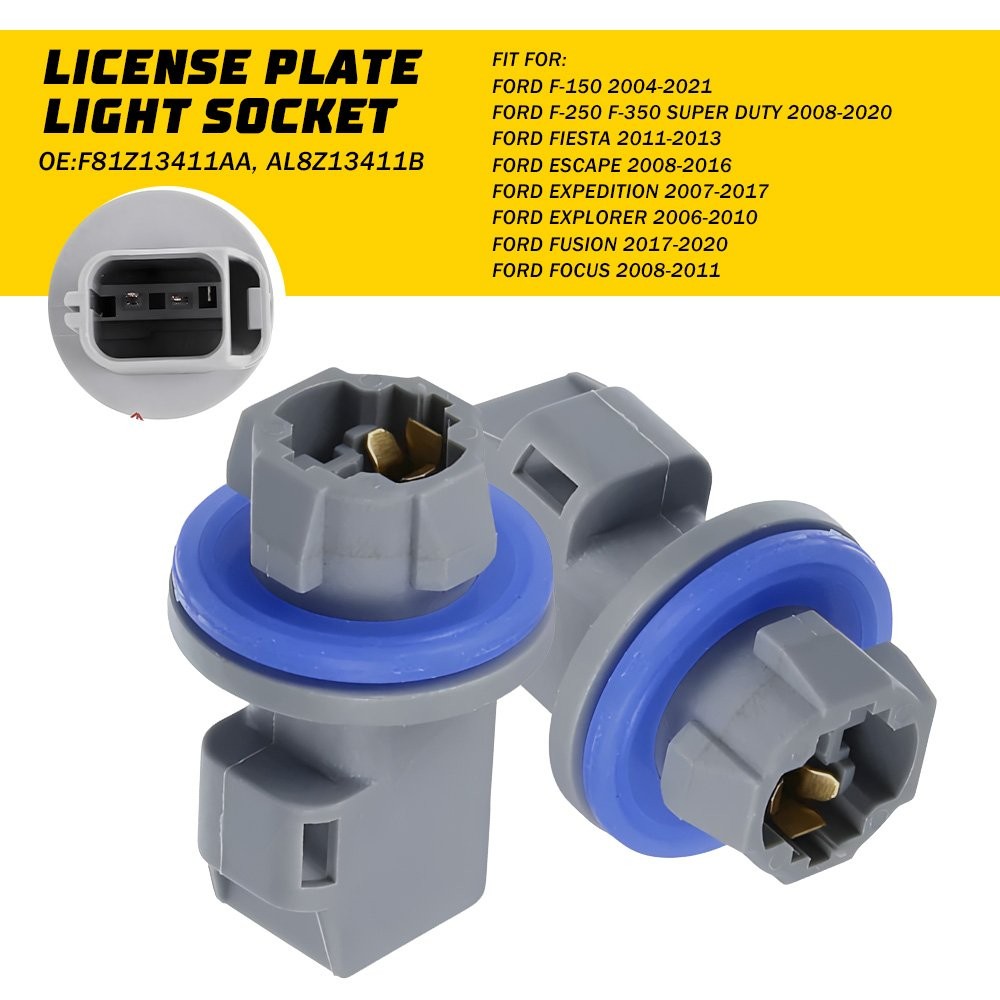 For FORD F81Z13411AA, AL8Z13411B License Plate Light Tail Brake Socket plug Two