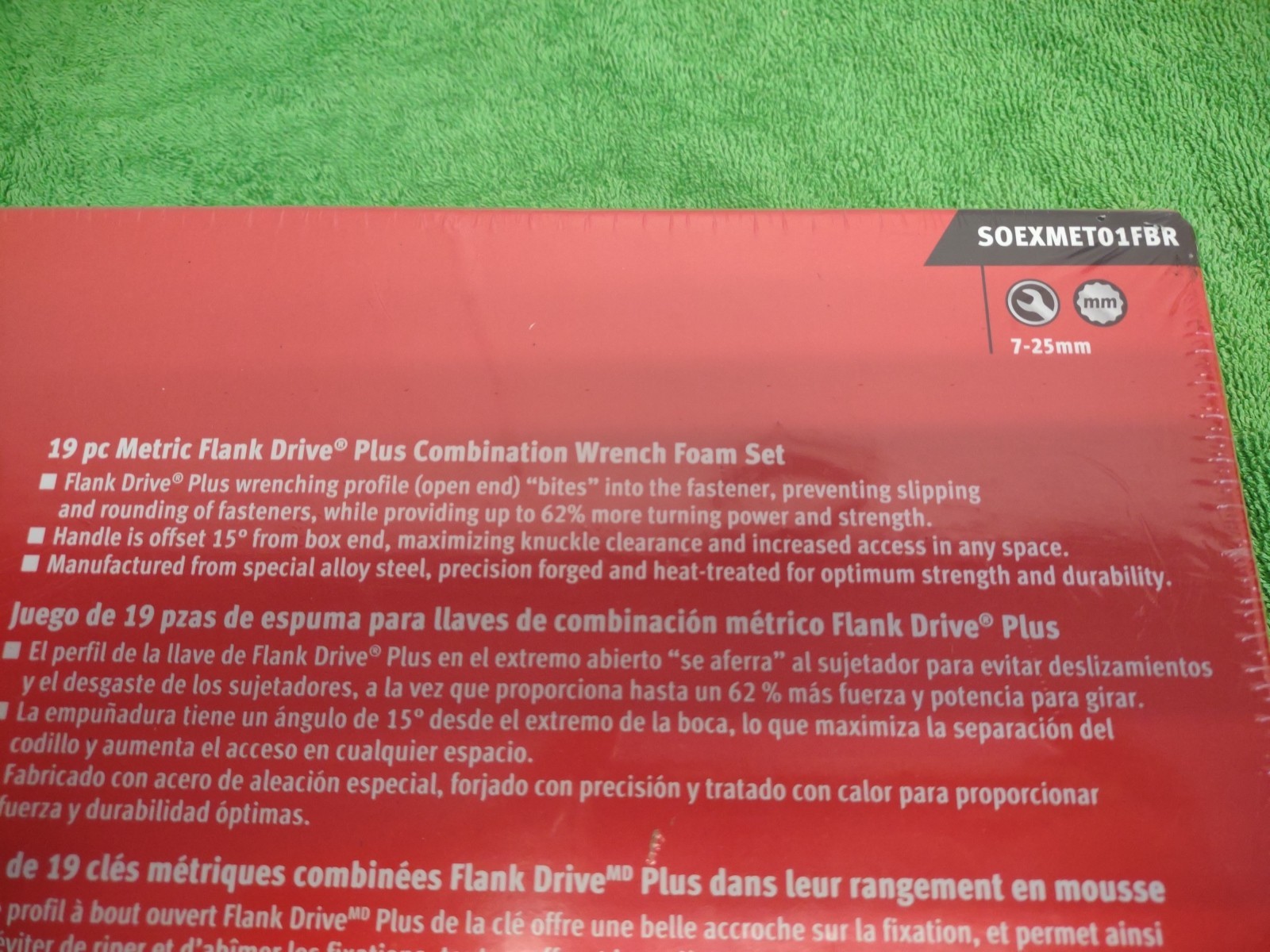 New! Snap-on SOEXMET01FBR 19pc Metric Flank Dr+ Wrench Foam Set 7 – 25 mm Sealed