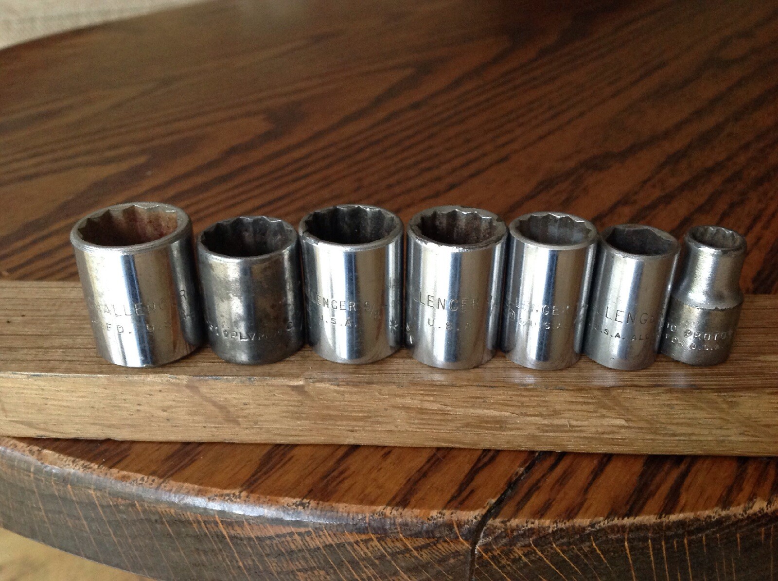 7 USA Challenger Proto Plomb 11/16″to 5/16″AF Sockets With 3/8″ Drive.