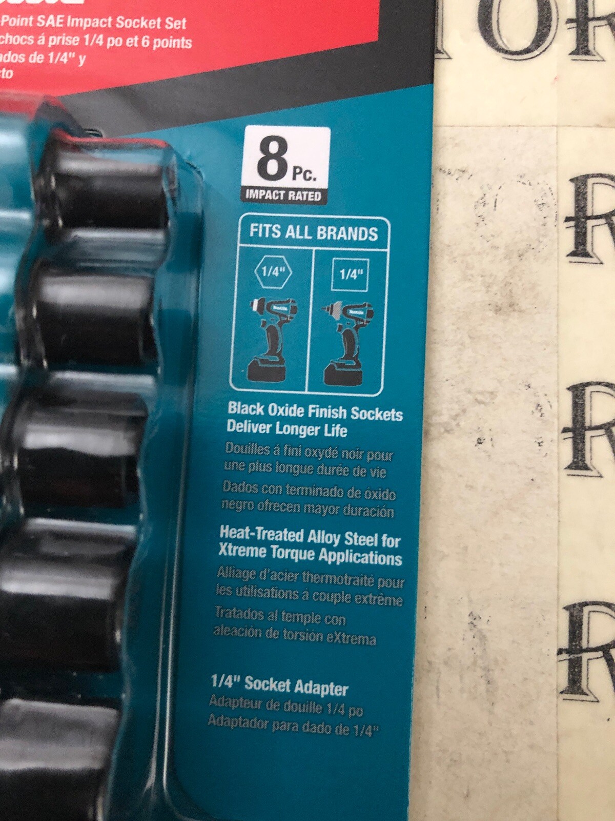 new Makita Impact Xps 1/4” Socket Set SAE 6 Point Drive Total 8 Pc.