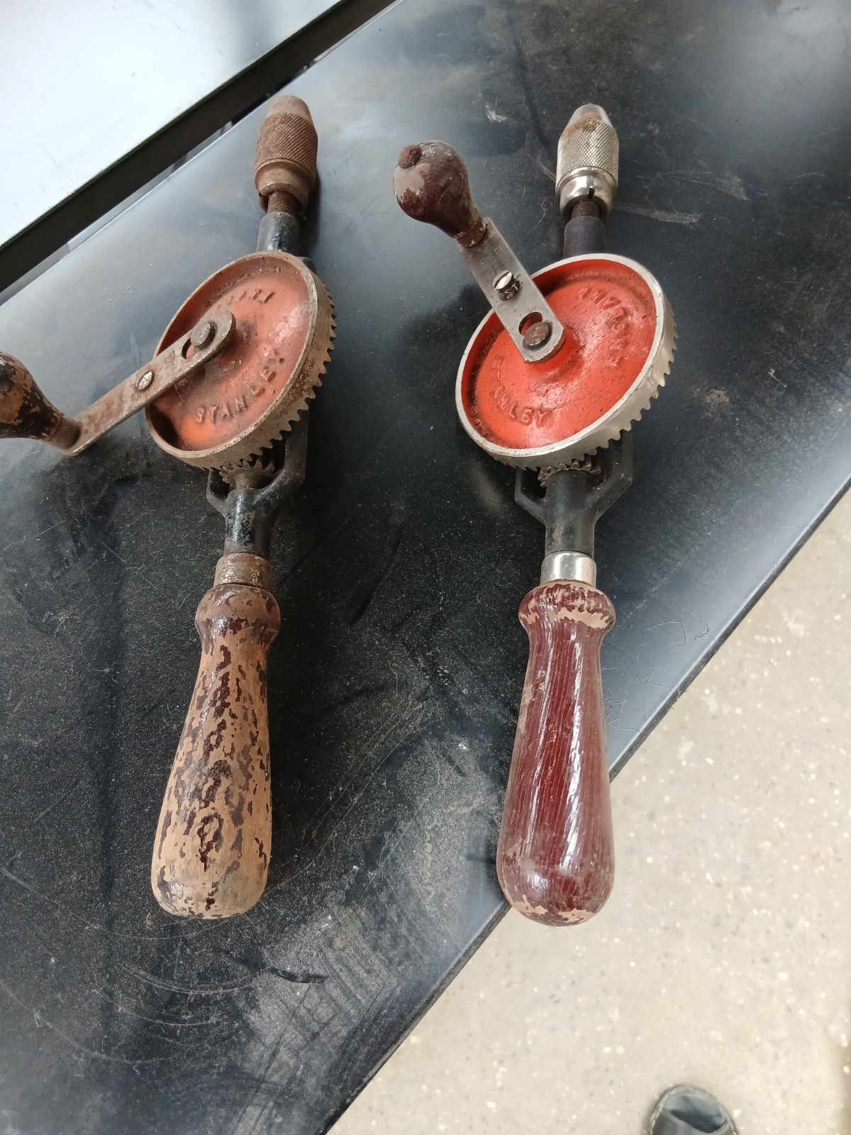 2 X STANLEY HAND DRILL VINTAGE TOOL CARPENTRY WOODWORKING