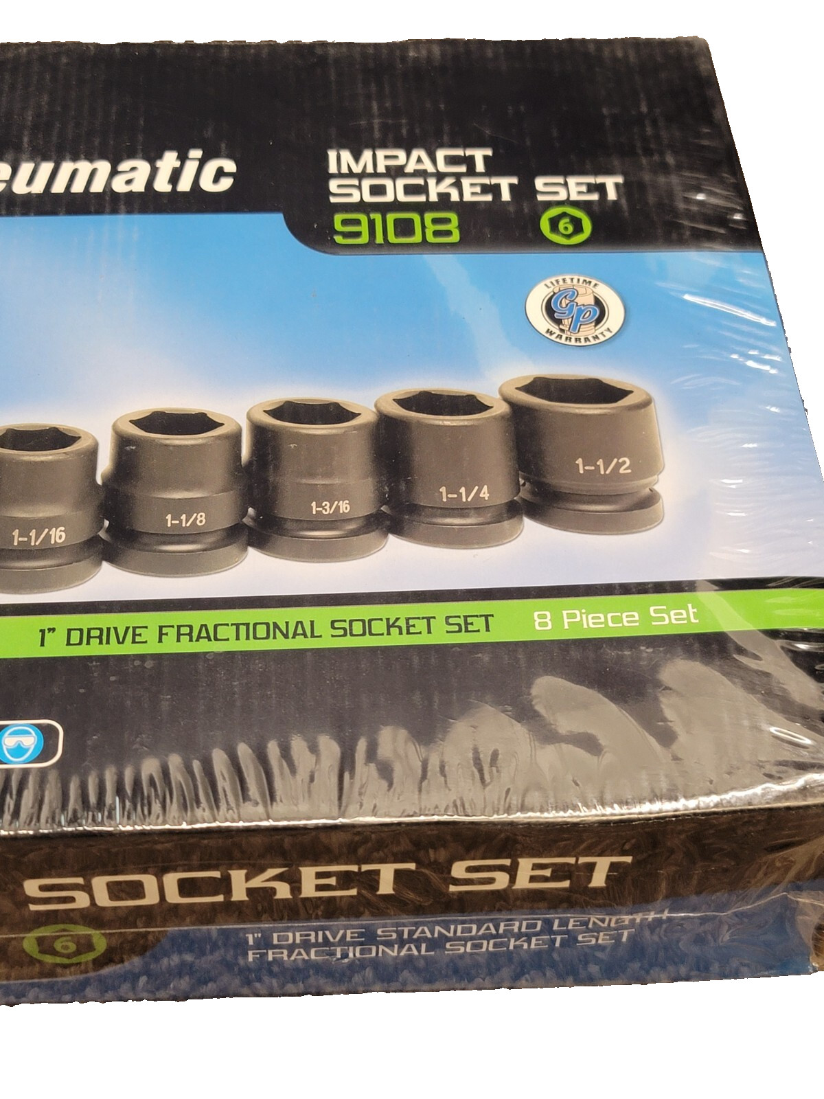 Grey Pneumatic GP Impact Socket Set 1″ Drive 6-Point #9108 Sae 8 Automotive NEW