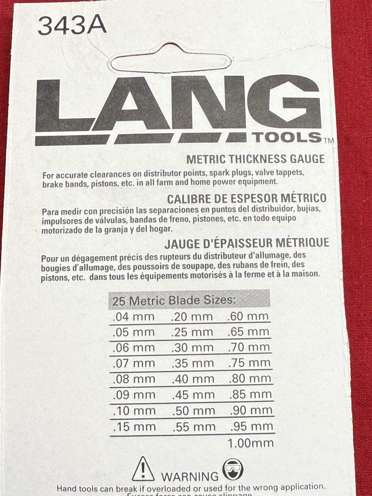LANG 343A Metric Feeler Gauge 25 Blade Set