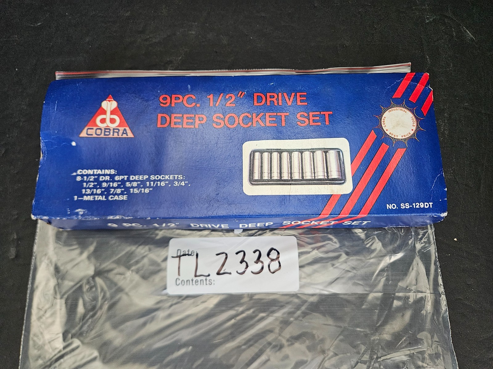 COBRA TOOLS #SS-129DT 9 PC DEEP SOCKET SET 1/2″ DRIVE 6 PT 1/2″-15/16″ W/CASE