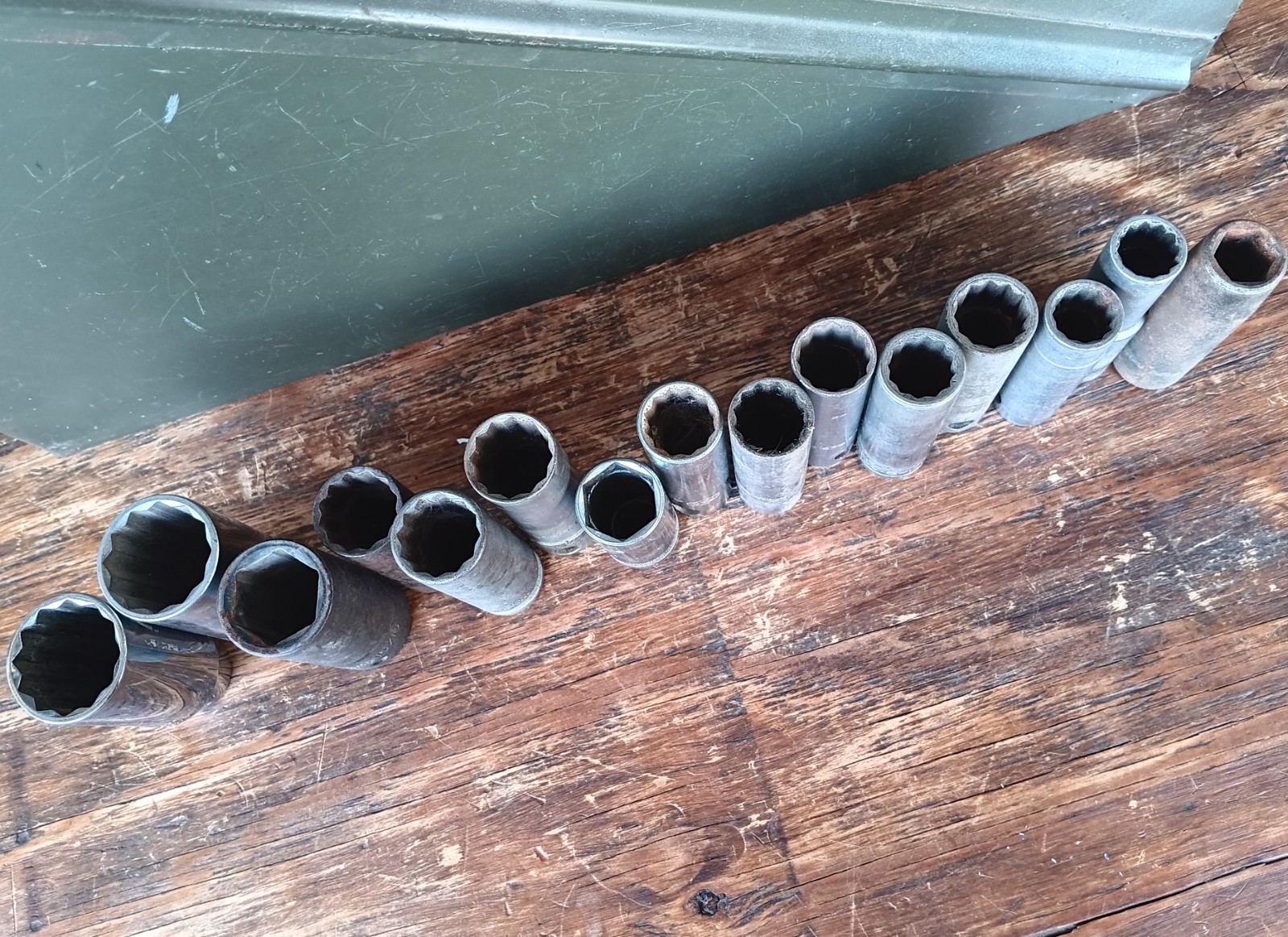 USA Deep Socket 1/2″ Drive Lot 15 P&C, S-K, Williams ~Mixed SAE Size Vintage Set
