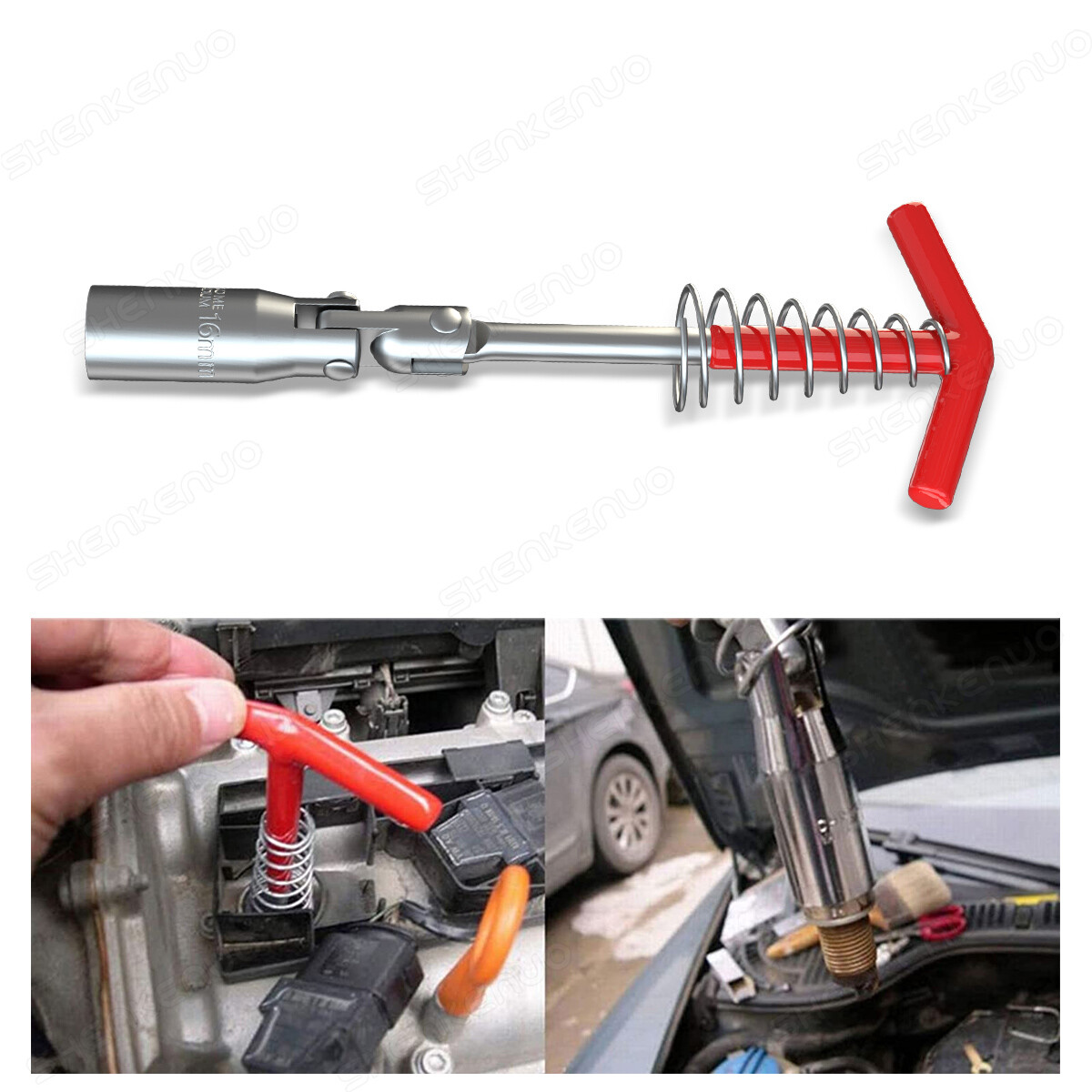 Spark Plug Socket Wrench 5/8″ 16mm Remover Installer t-handle Universal Joint