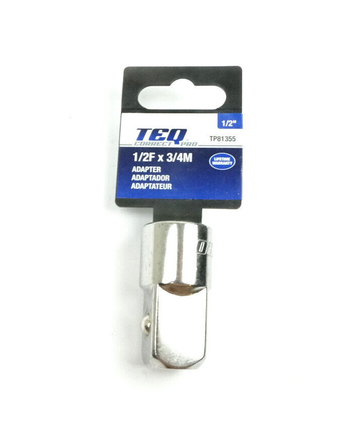 TEQ Correct Professional 1/2″ Female to 3/4″ Male Chrome Socket Adapter TP81355
