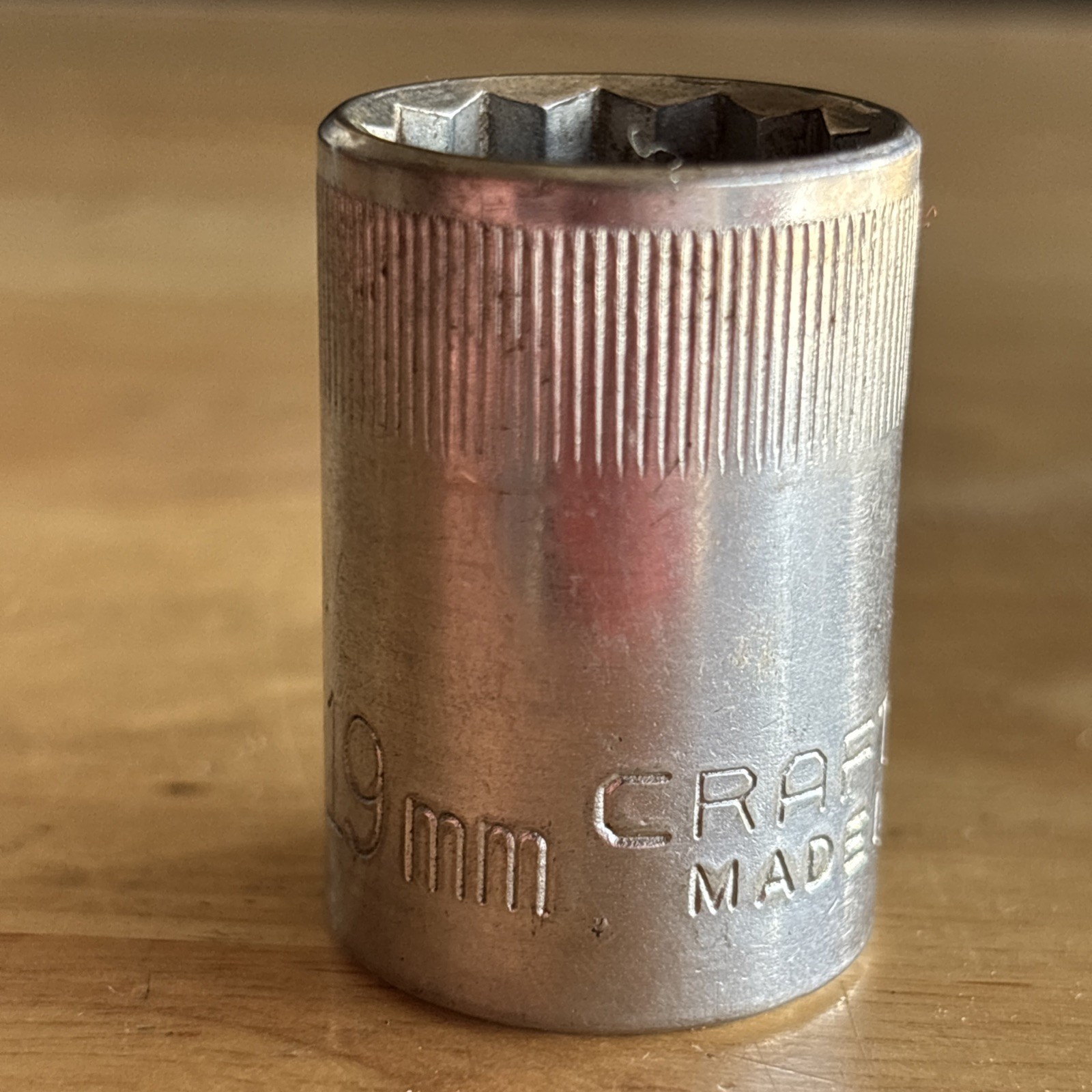 Craftsman 19mm Shallow Socket 1/2″ Drive 12 Point Top Knurl VV Series 44238 USA