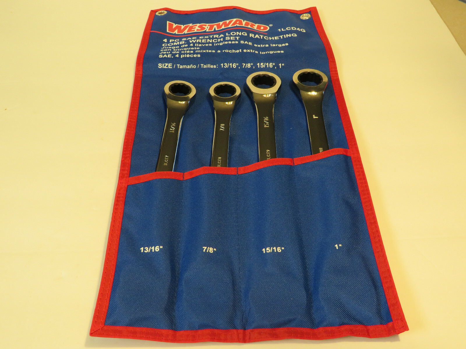 WESTWARD SAE EXTRA LONG RATCHETING WRENCH SET SIZES: 13/16″, 7/8″, 15/16″ 1″
